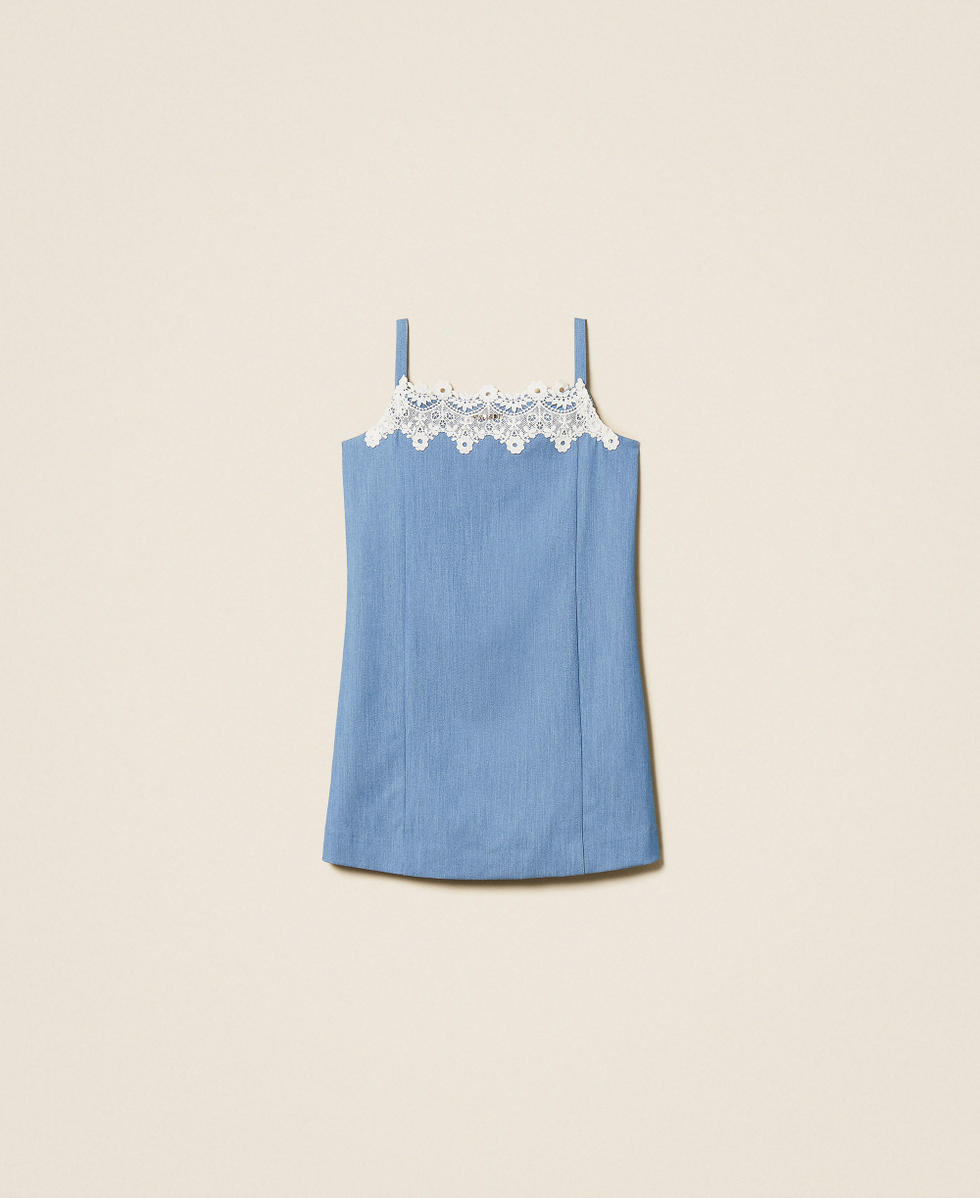 Robe courte en fil-&agrave;-fil avec dentelle Skyline Fille 261GJ2Q13_04614_S0