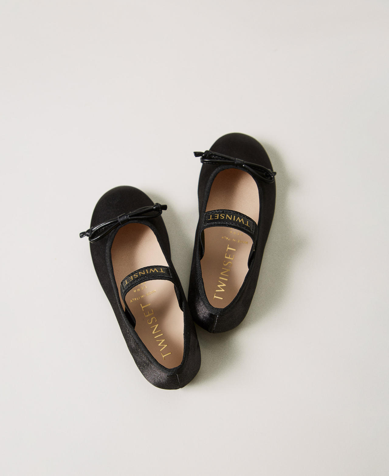 Satin baby ballet flats with strap Black Girl 251GCB020_00006_03