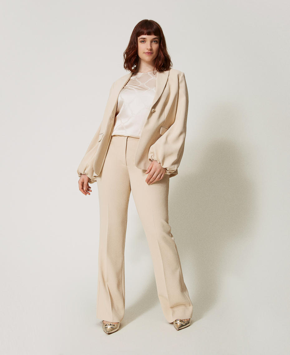Crêpe flared trousers Delicate Beige Woman 251TP2324_12140_01