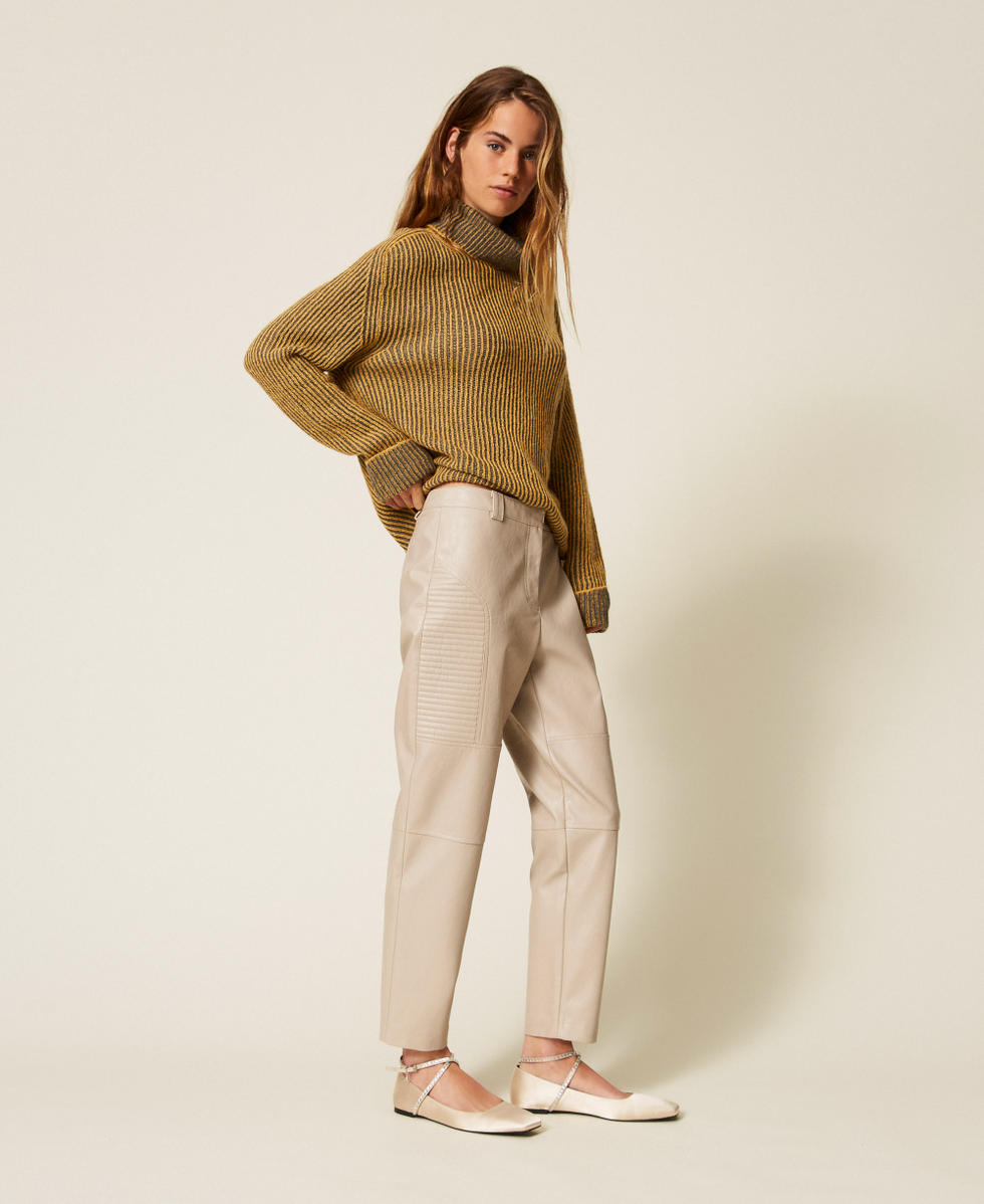 Pantalon motard effet cuir Gris &laquo;&nbsp;Craie&nbsp;&raquo; Femme 252AP2061_12169_01