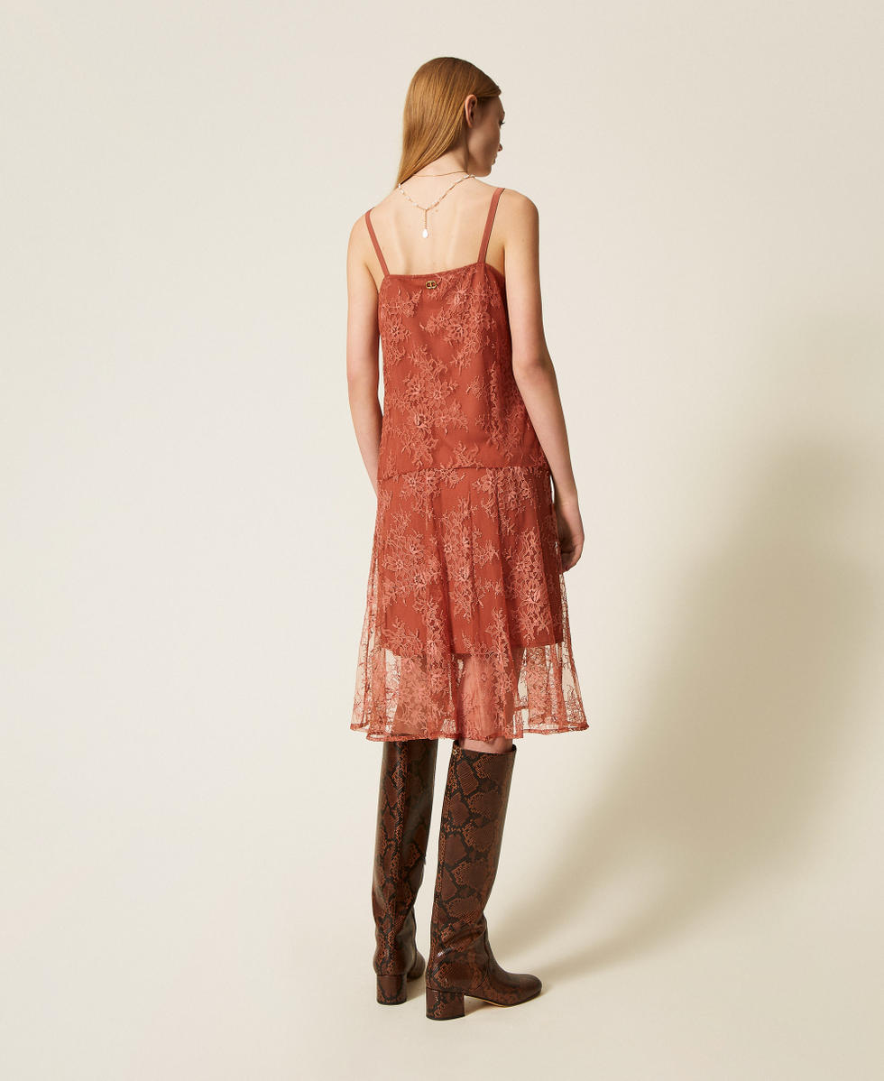Lace midi dress Rust Brown Woman 252TF2110_12608_03