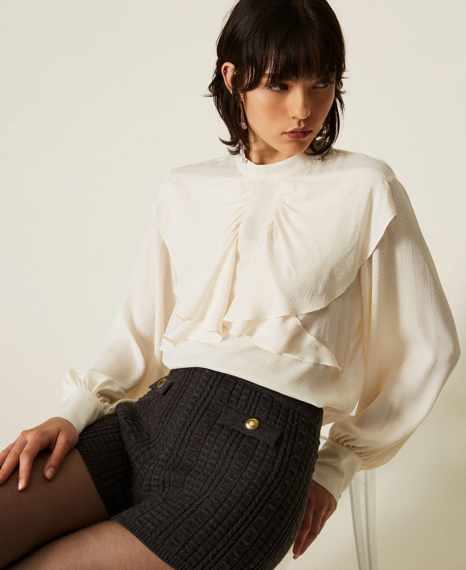 Knit shorts with metal buttons Dark Grey Melange Woman 262TP3104_12839_PD