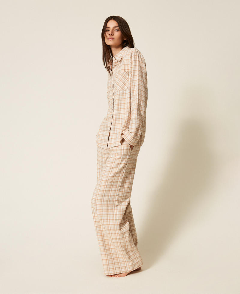 Mannish check pyjamas Camel Check Woman 252LL2ACC_12857_02