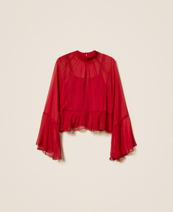 Voile blouse with ruffles