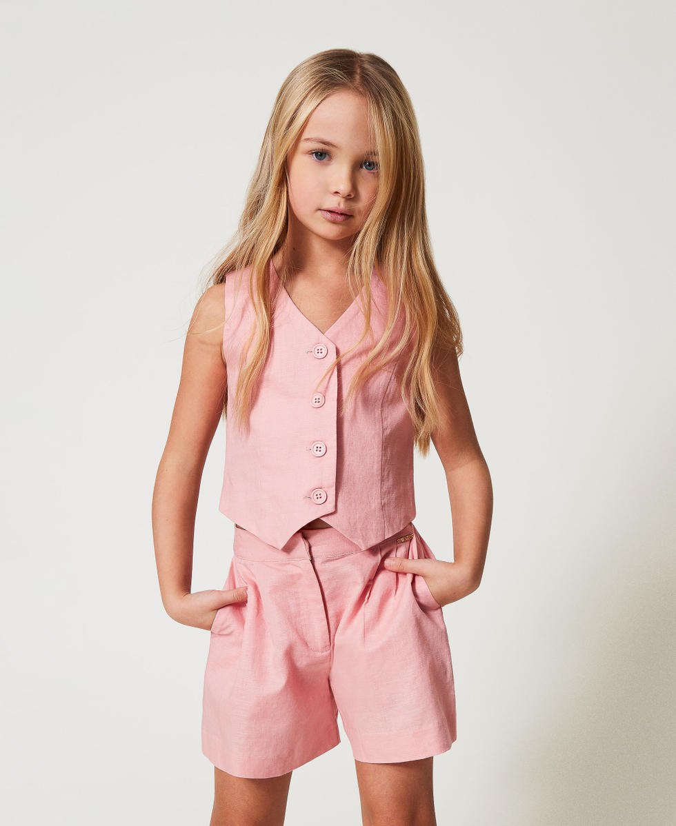 Linen blend single-breasted waistcoat Sweet Rose Girl 251GJ2402_00533_01