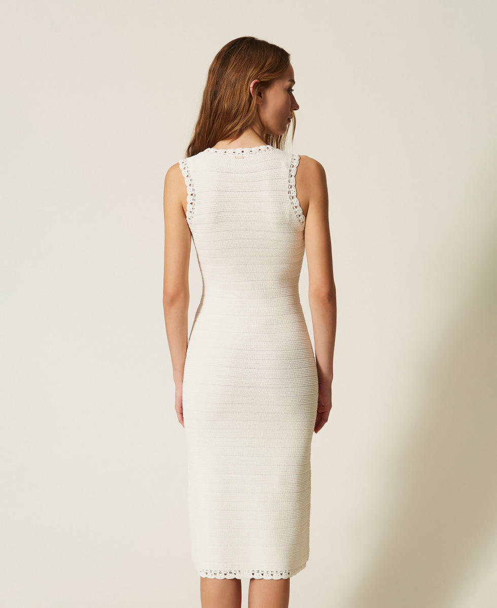 Vestido largo de punto con ganchillo Beige "Parchment" Mujer 261TP3073_07222_03