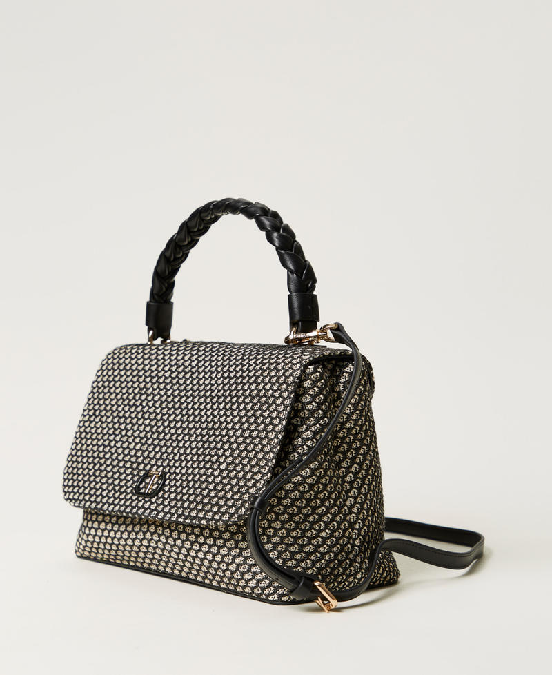 Borsa top handle in canvas effetto rete Nero Donna 251TD8322_00006_02
