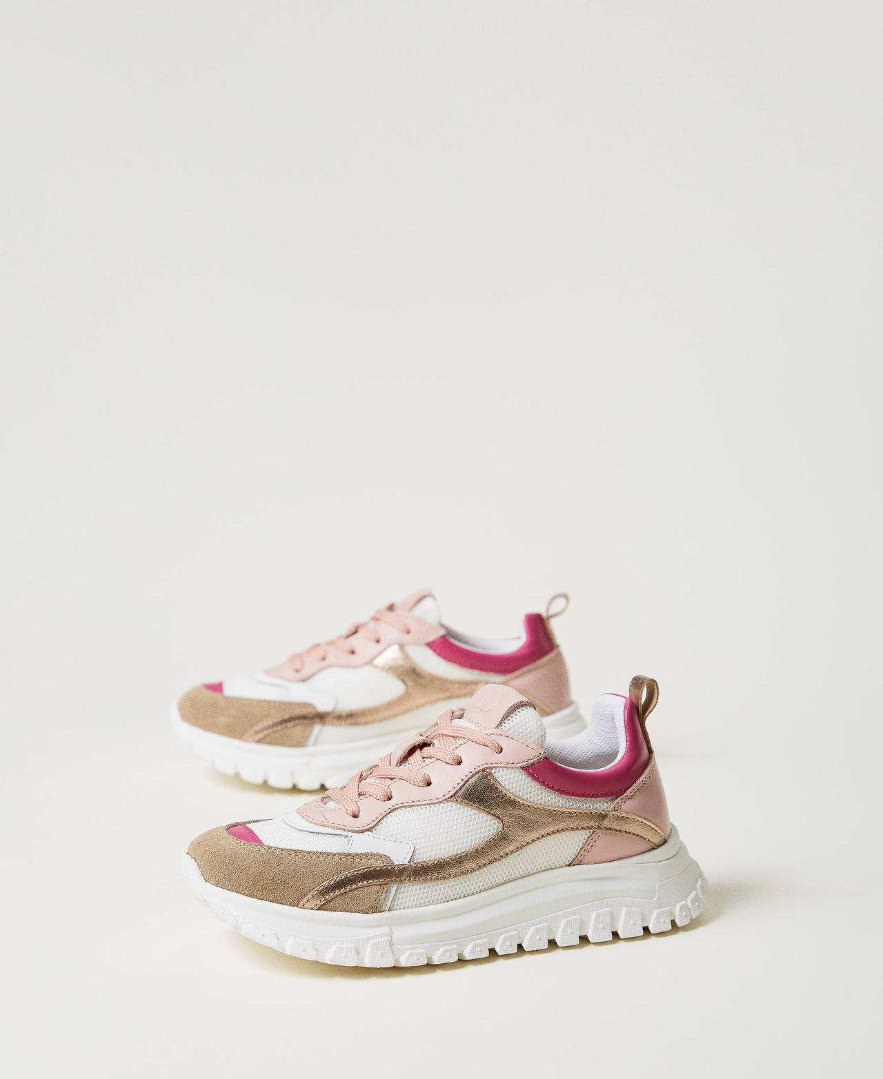 Running trainers with coloured inserts Multicolour Sweet Rose/Flamingo Pink/Hemp/Ice Girl 251GCJ016_12178_02
