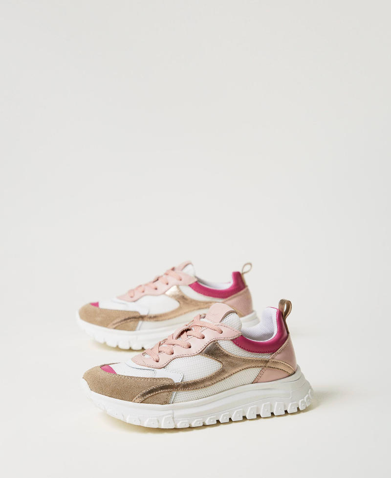 Running trainers with coloured inserts Multicolour Sweet Rose/Flamingo Pink/Hemp/Ice Girl 251GCJ016_12178_02
