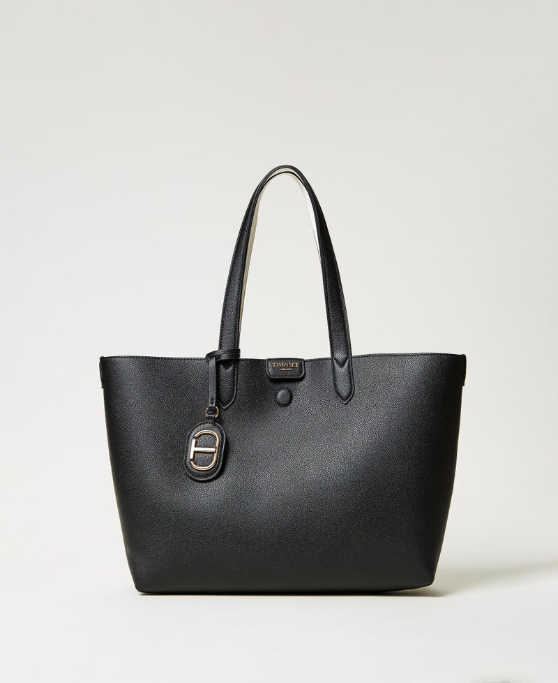 ‘Everywhere‘ reversible shopper bag Two-tone Mother-of-pearl / Black Woman 251TB7300_03261_01