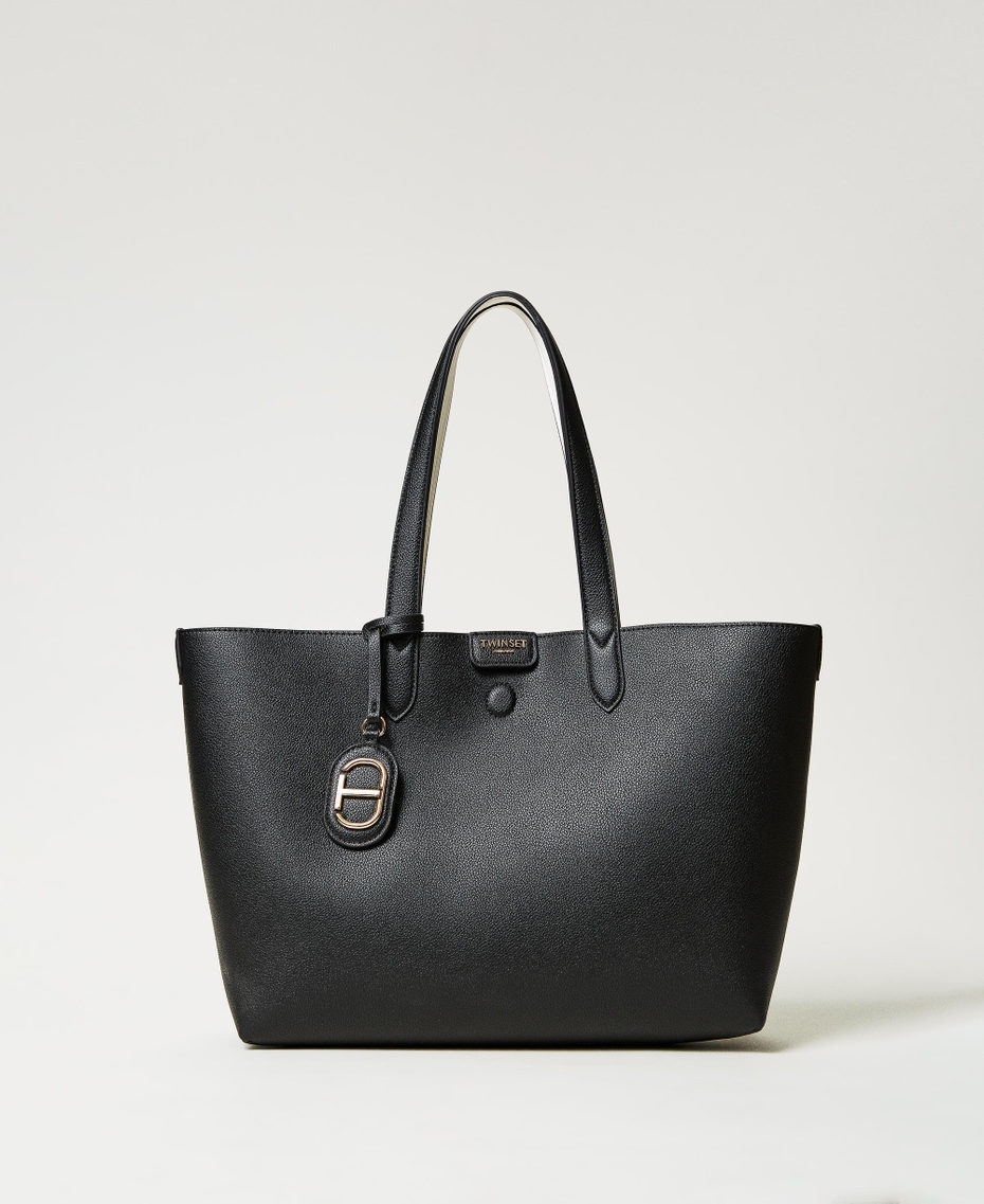 ‘Everywhere‘ reversible shopper bag Two-tone Mother-of-pearl / Black Woman 251TB7300_03261_01