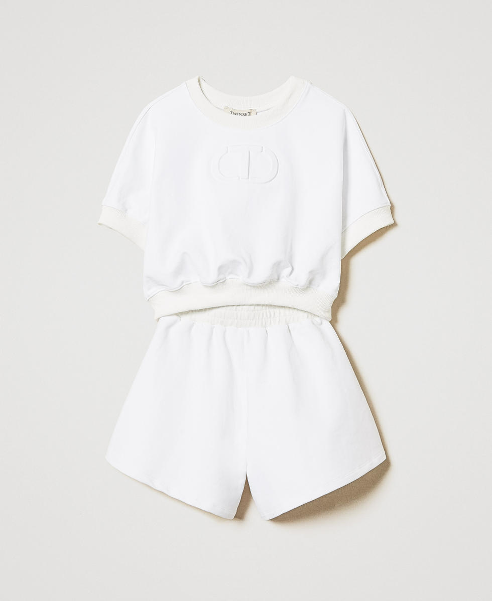 Sweat-shirt avec Oval T et short Blanc "Ice" Fille 251GJ2580_00808_S0
