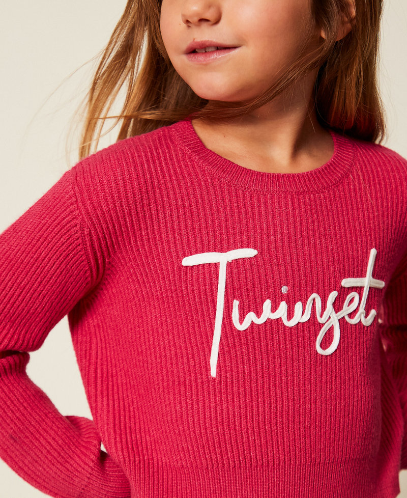 Pull pour fille avec logo brodé Rose Candy Rose Fille 252GB3040_00338_04