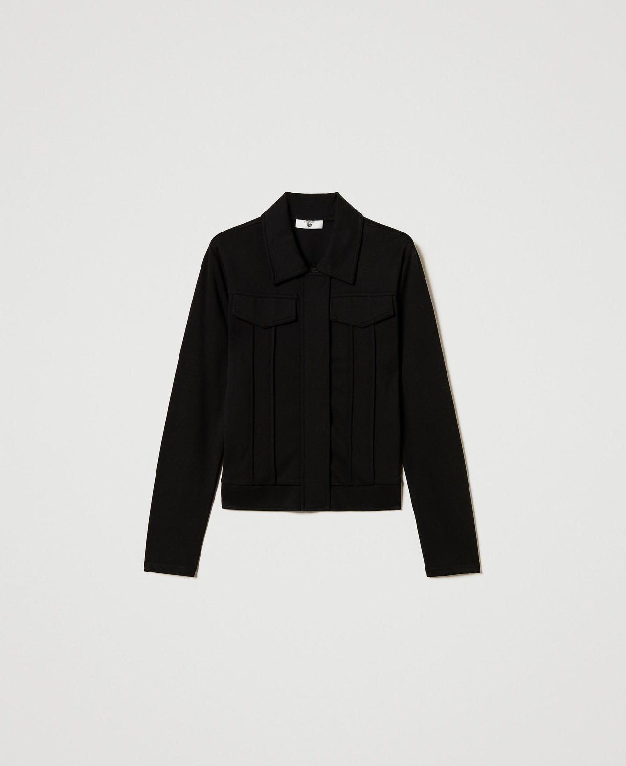Jacket with flaps and ribbing Black Woman 251LL2RAA_00006_0S