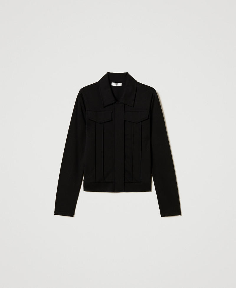 Jacket with flaps and ribbing Black Woman 251LL2RAA_00006_0S