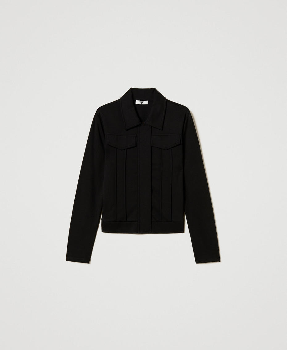 Jacket with flaps and ribbing Black Woman 251LL2RAA_00006_S0