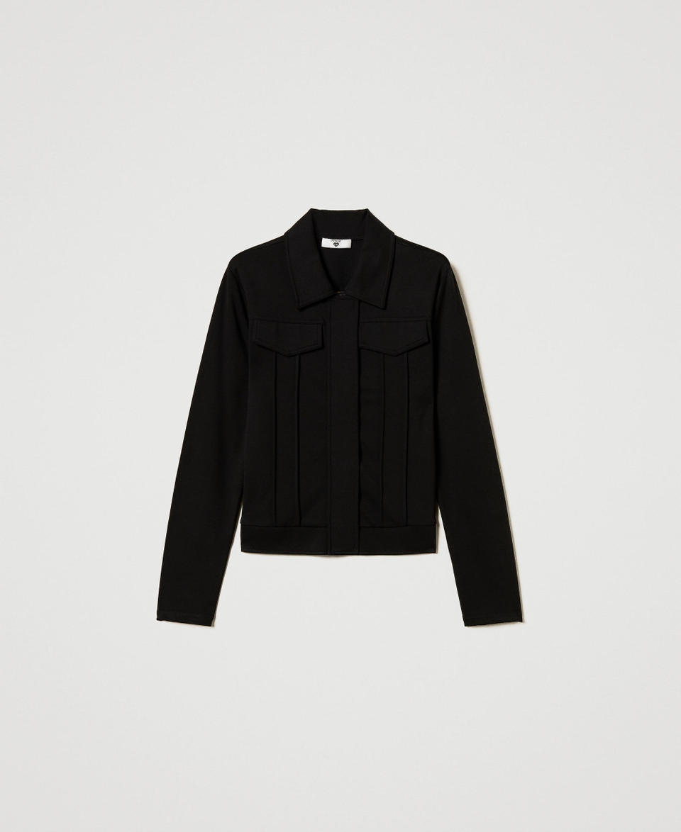 Jacket with flaps and ribbing Black Woman 251LL2RAA_00006_0S