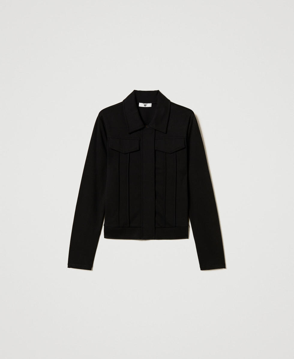 Jacket with flaps and ribbing Black Woman 251LL2RAA_00006_S0