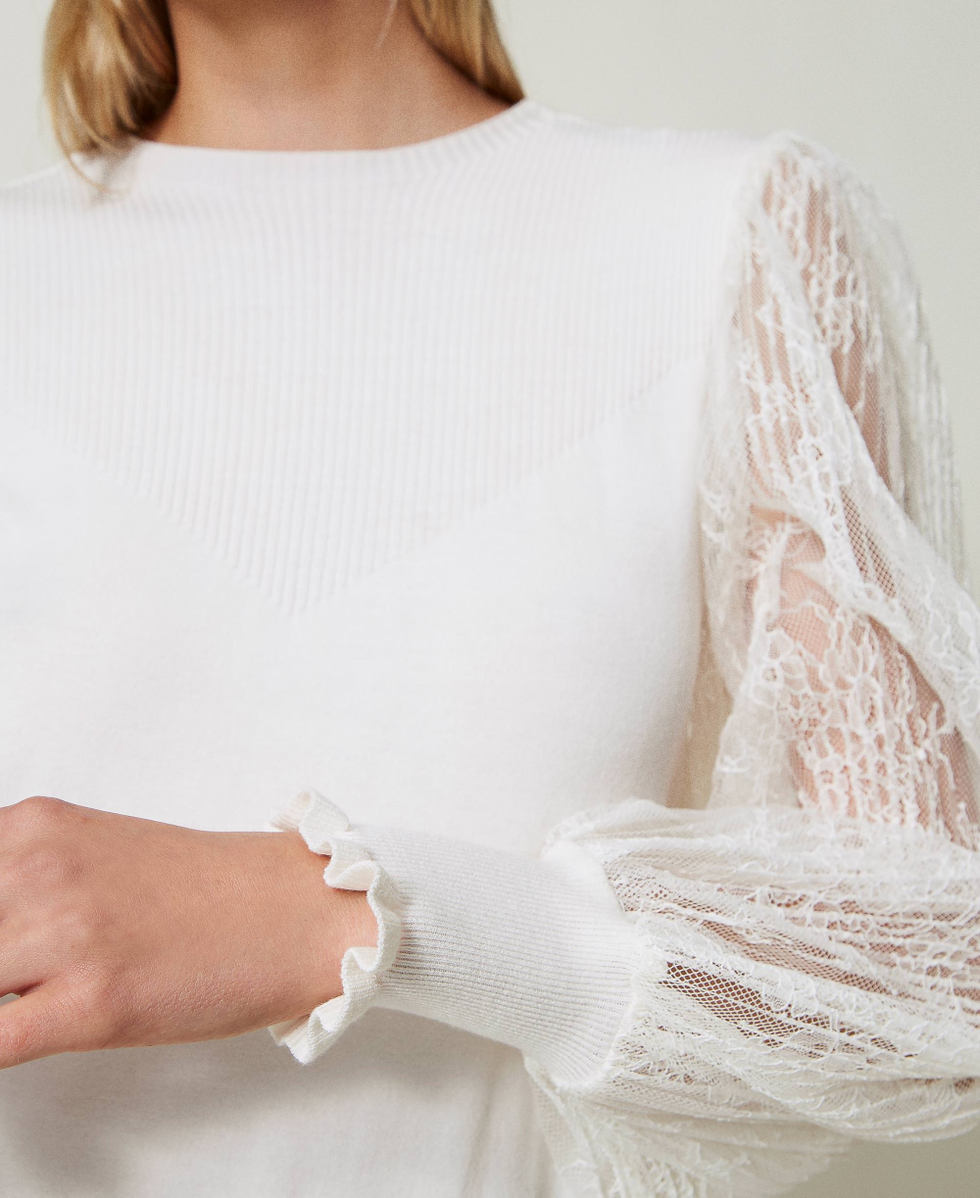 Dual-use jumper with lace sleeves White Snow Woman 242TT3162_00282_04
