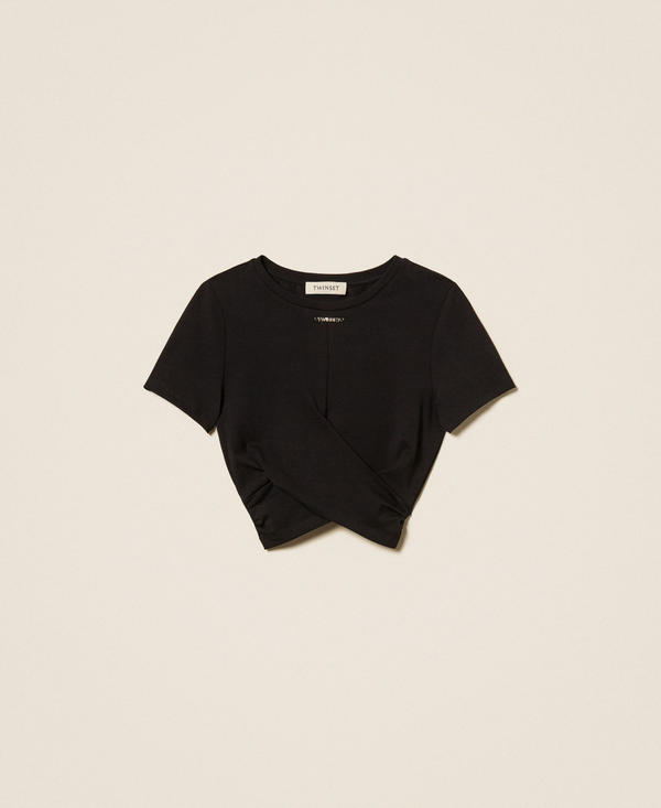 T-shirt avec logo et finition crois&eacute;e