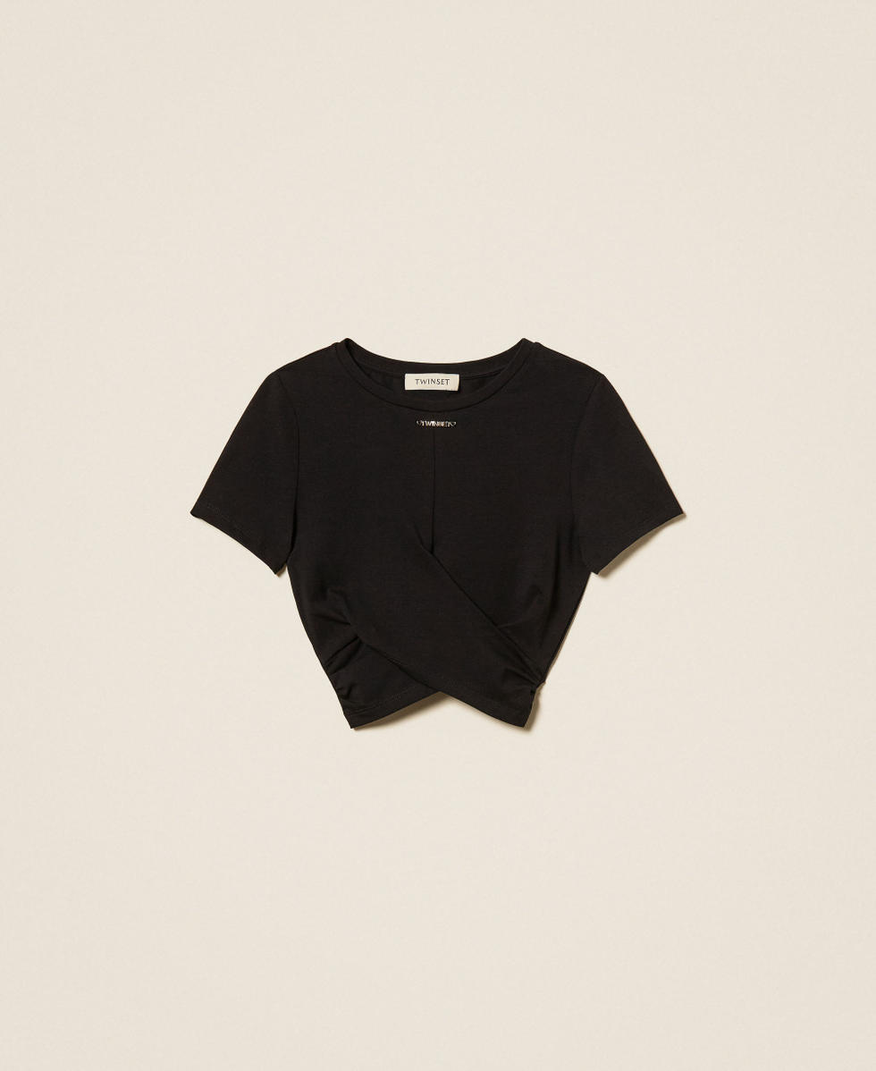 T-shirt con logo e incrocio