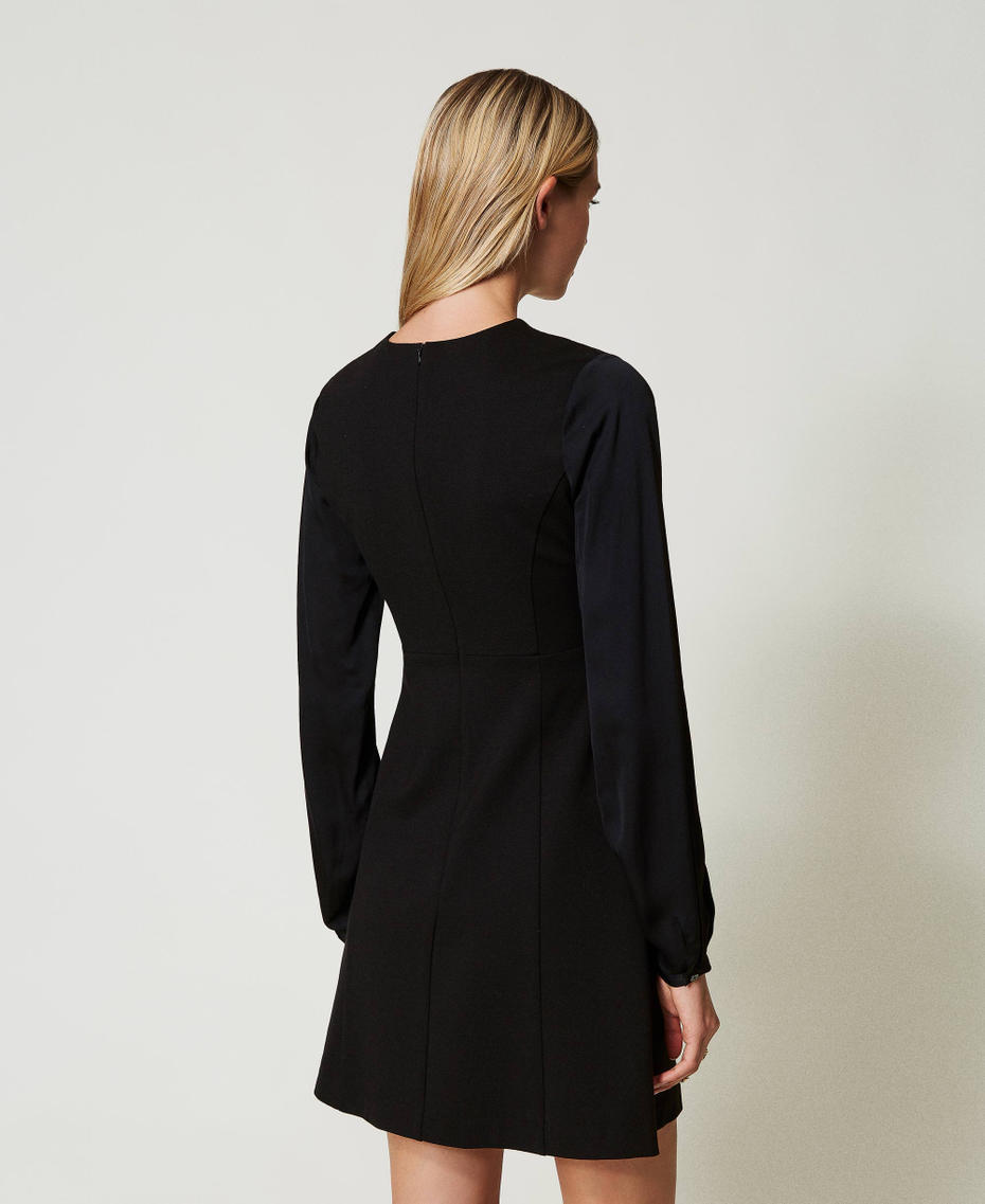 Short dress with bow and Oval T Black Woman 242TT204C_00006_07