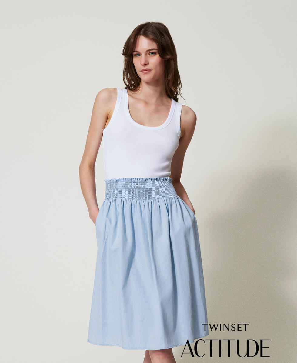 Midirock aus Chambray Helles Denimblau Frau 251AX2062_07283_PA