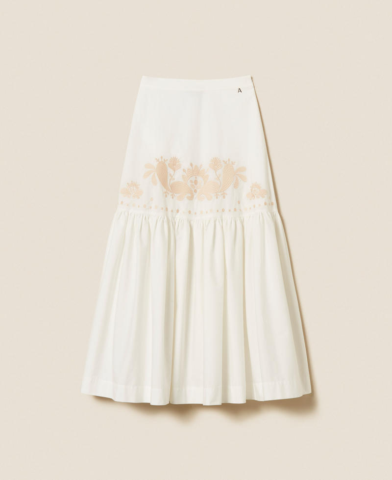 Gonna lunga con balza e ricamo Off White Donna 261AT2040_00526_S0
