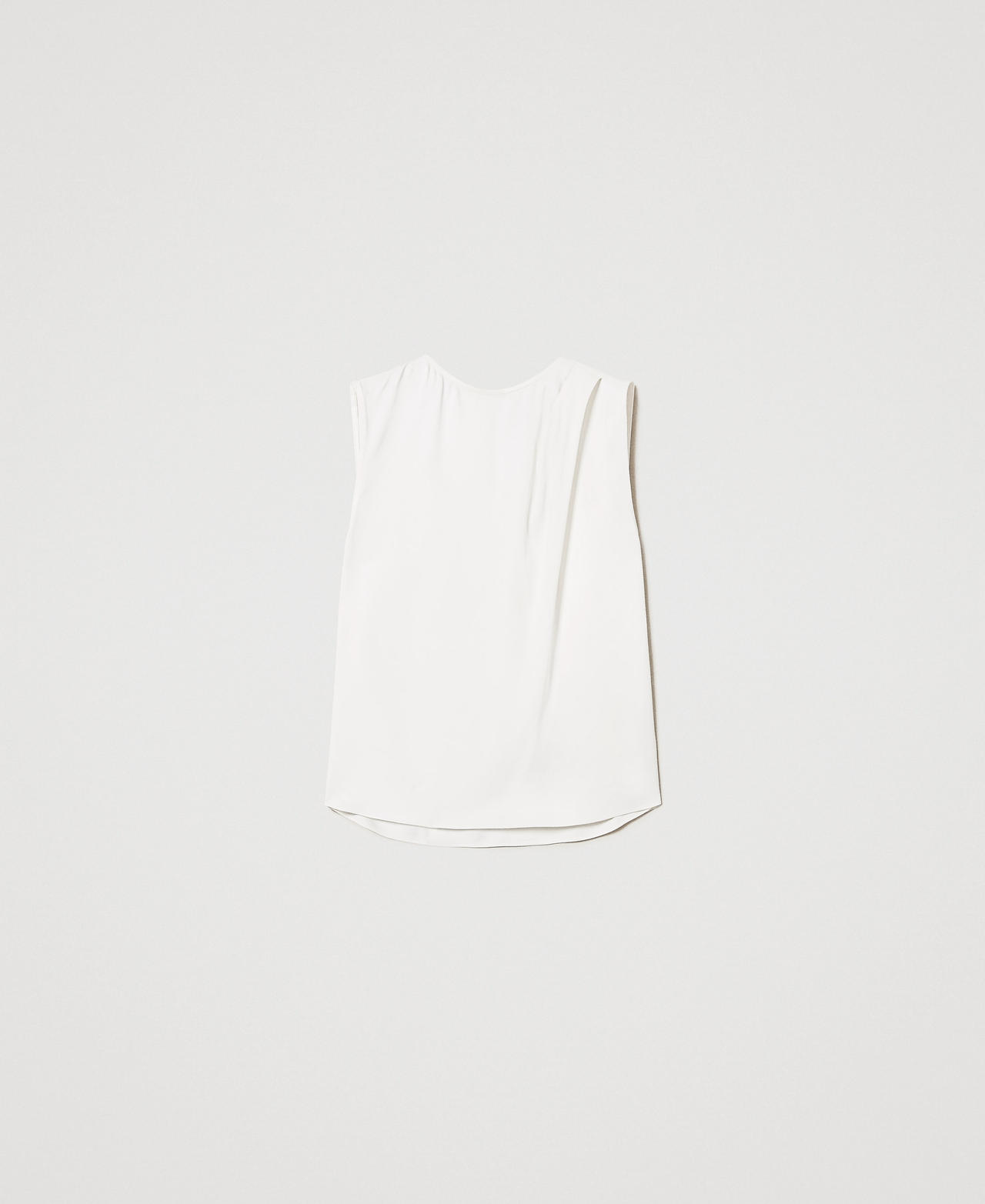 Shiny satin top with pleats Mother Of Pearl Woman 251TP2652_00059_0S