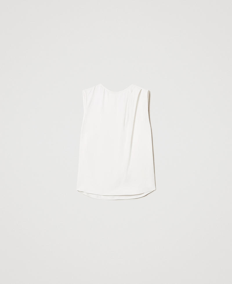 Shiny satin top with pleats Mother Of Pearl Woman 251TP2652_00059_0S