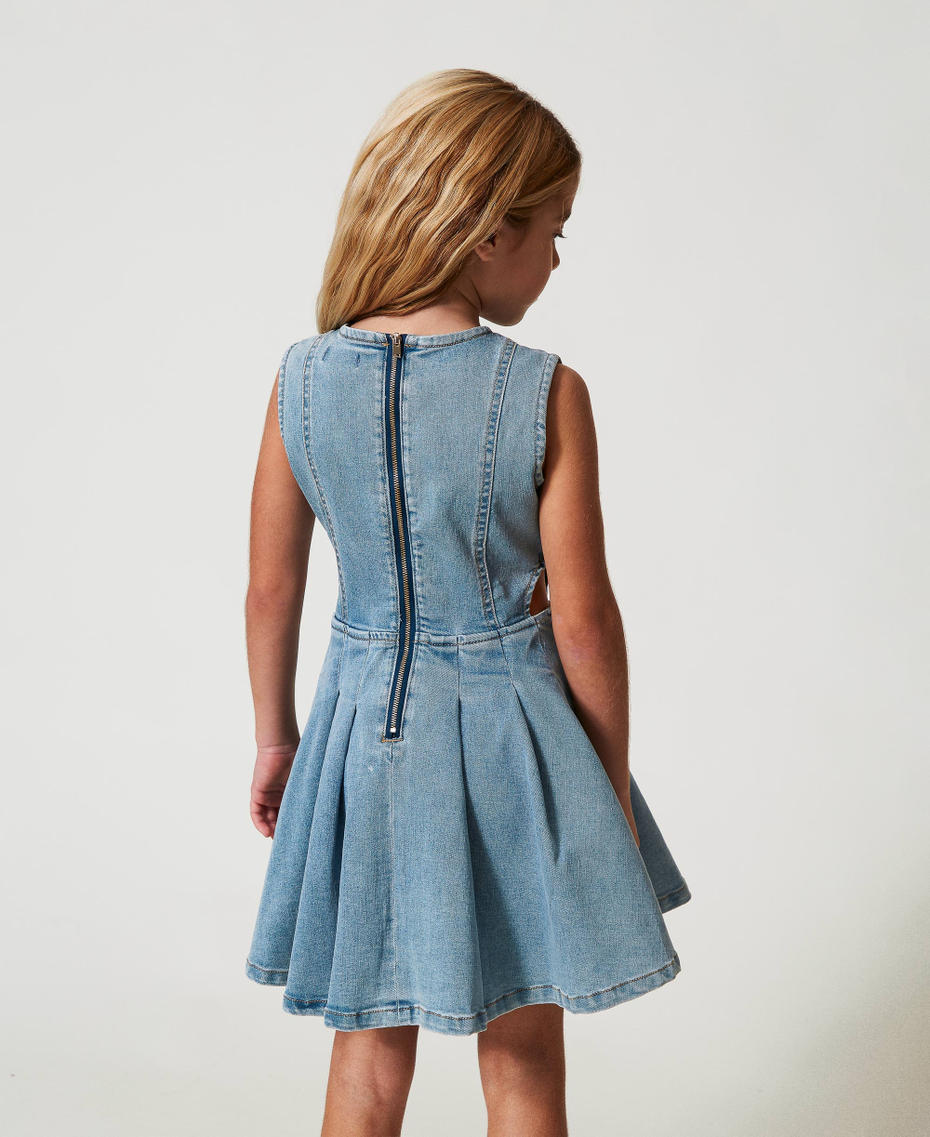 Short denim dress with logo buttons Light Denim Girl 251GJ2542_11457_03