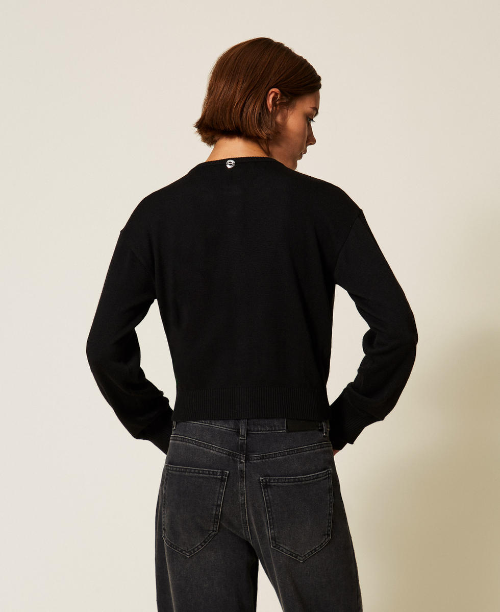 Cardigan effetto doppio capo Nero Donna 252AP3052_00006_02