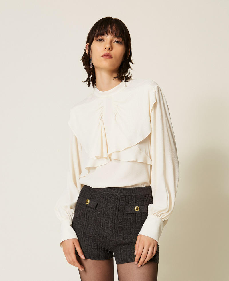 Bluse aus Cr&ecirc;pe de Chine aus Seidengemisch Perlmutt Frau 262TP278A_00059_02