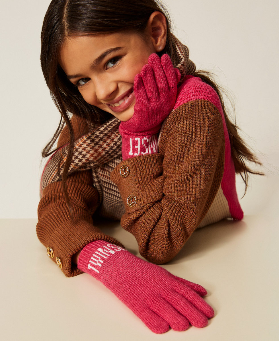Guanti in maglia con logo Candy Rose Bambina 252GJ5016_00338_T0