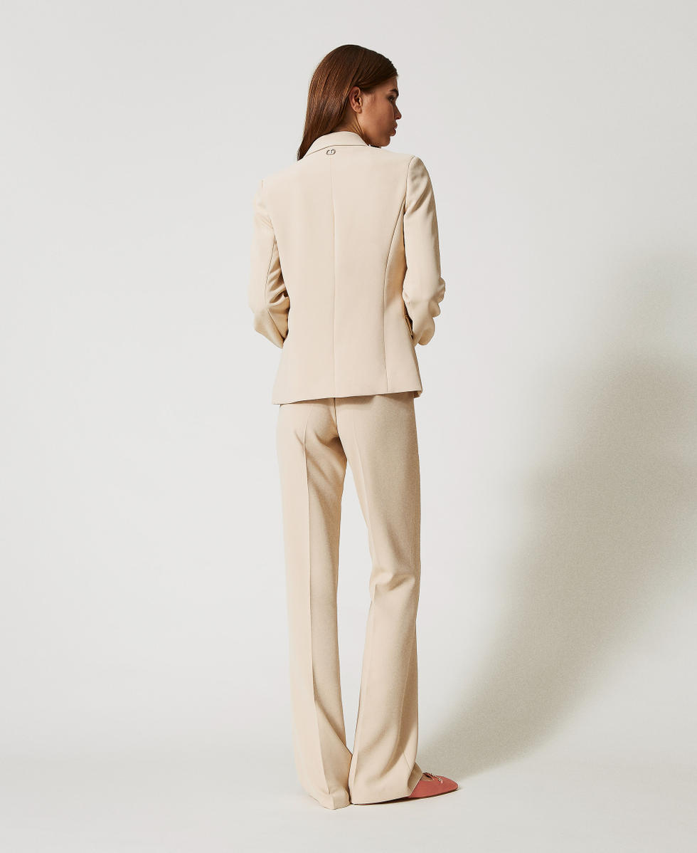 Pantalon &eacute;vas&eacute; en cr&ecirc;pe Delicate Beige Femme 251TP2324_12140_07