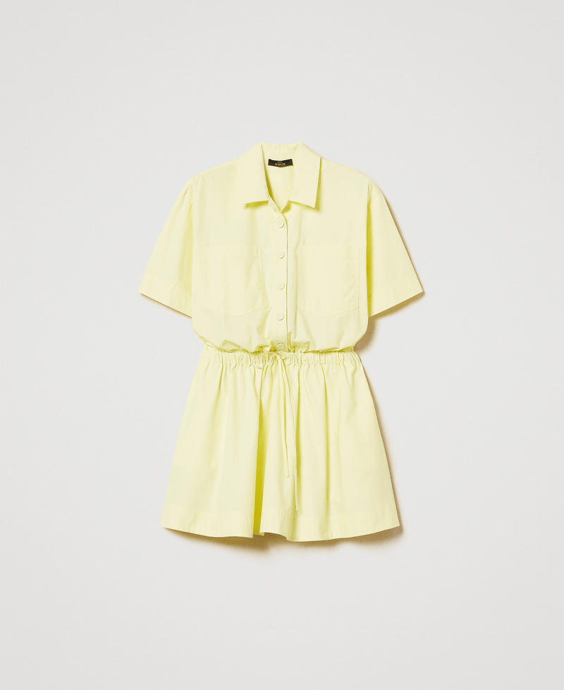Short poplin dress with drawstring Yellow Pear Woman 251AX2111_12348_S0