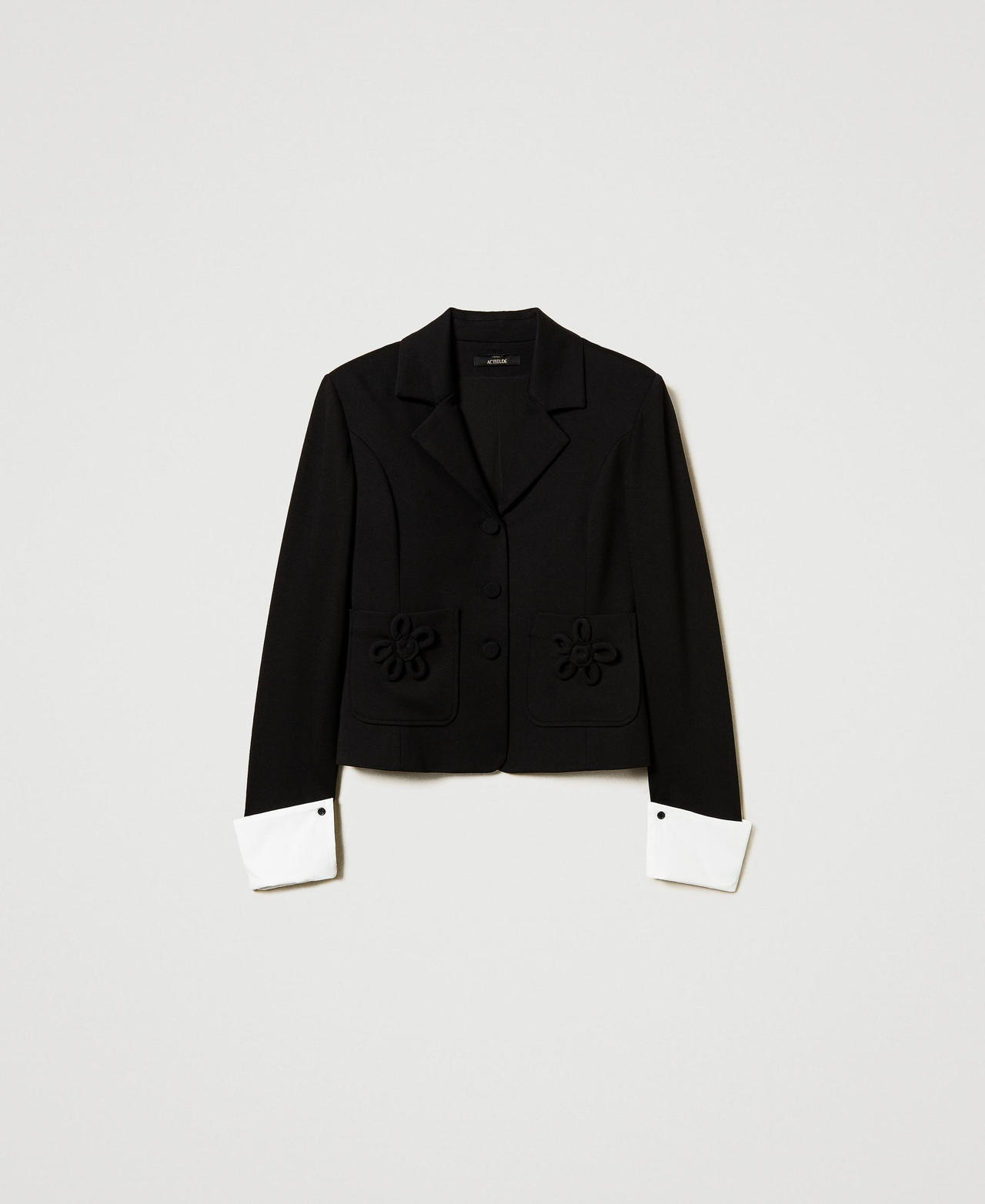 Giacca blazer con spilla a fiore Nero Donna 251AP2530_00006_0S