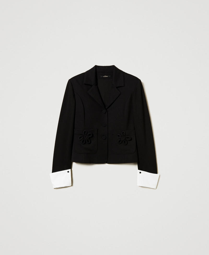 Giacca blazer con spilla a fiore Nero Donna 251AP2530_00006_0S