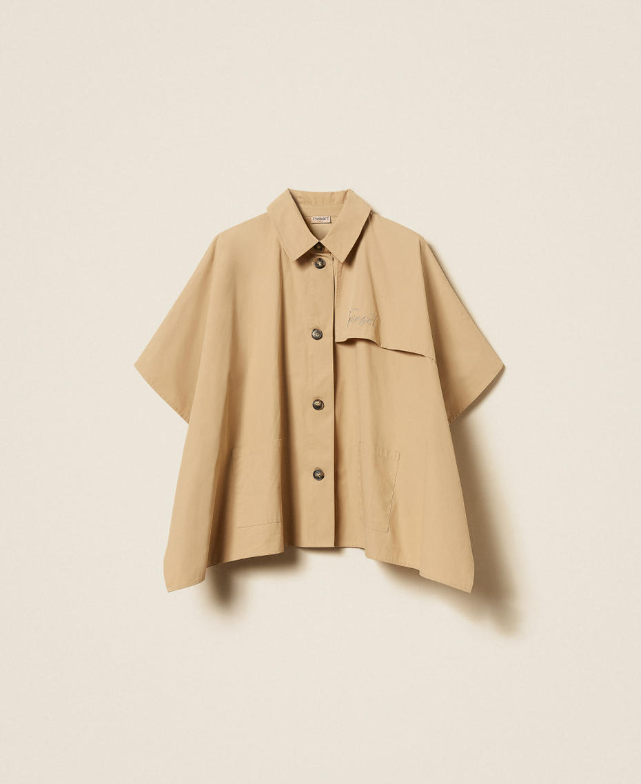 Poncho en gabardine Beige &laquo;&nbsp;Delicate Sand&nbsp;&raquo; Femme 261TA4290_13161_S0