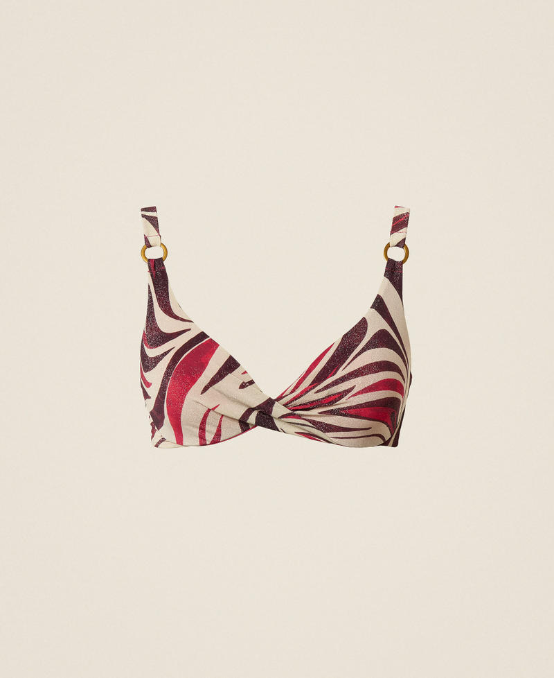 Underwired bikini top with lurex and print Fuchsia Multicolour Zebra Print Woman 261LBMF55_13213_S0