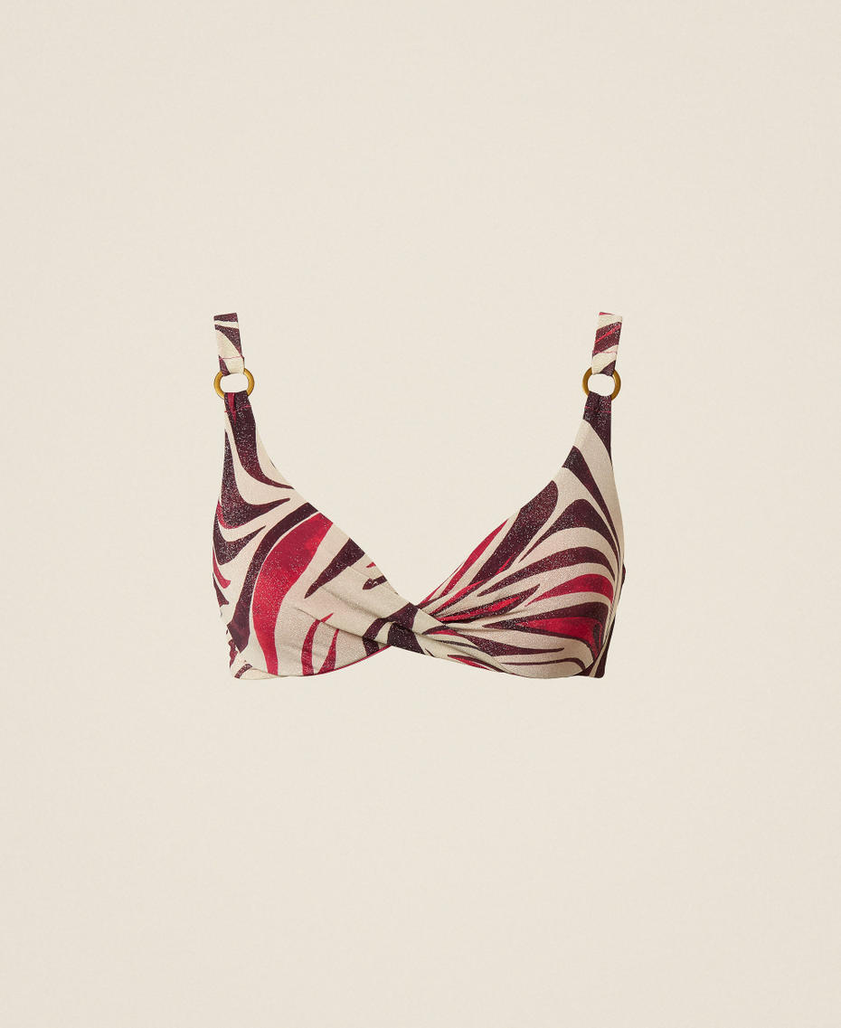 Underwired bikini top with lurex and print Fuchsia Multicolour Zebra Print Woman 261LBMF55_13213_S0