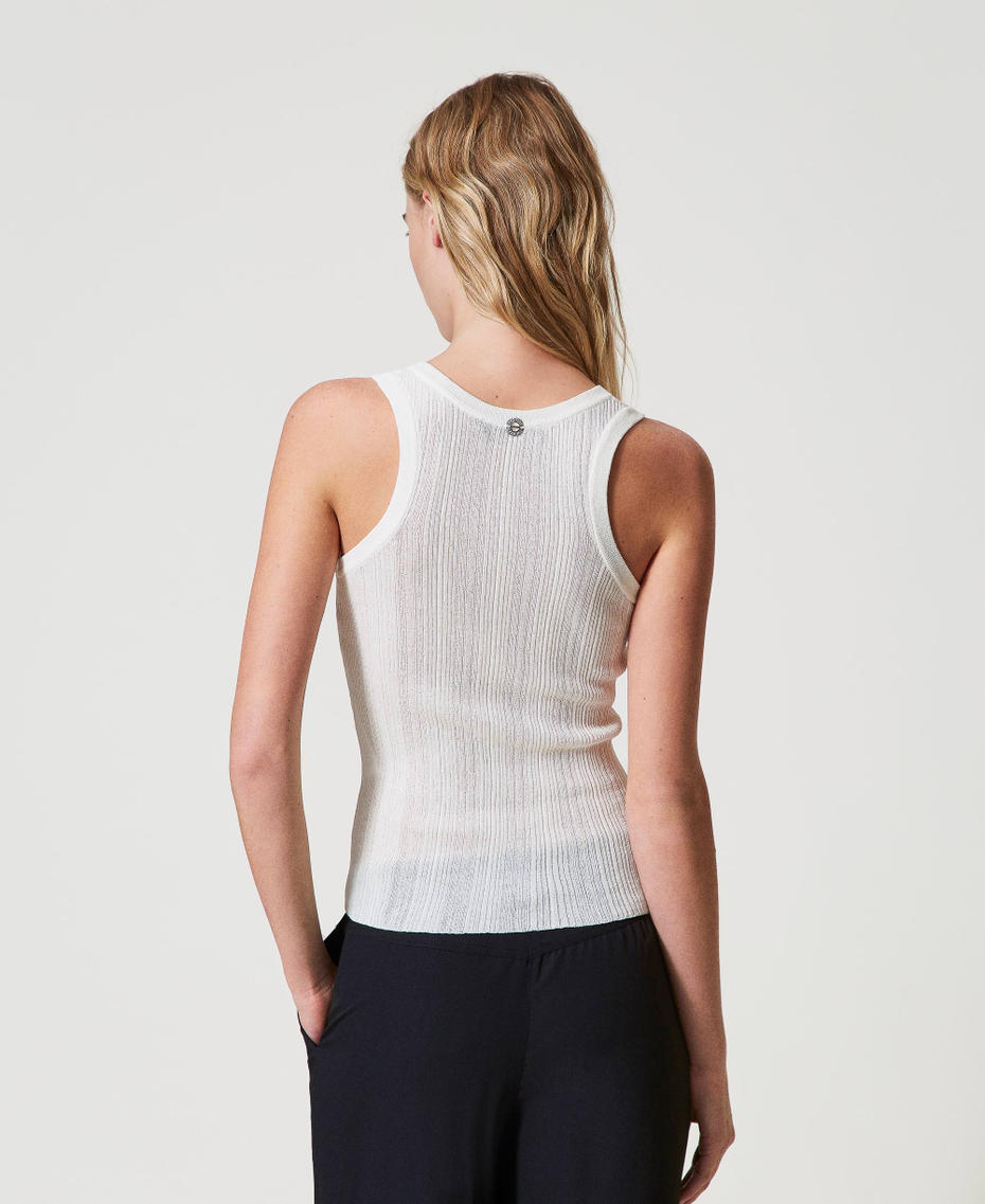 Fitted rib knit top Sugar White Woman 251AP3031_00632_02