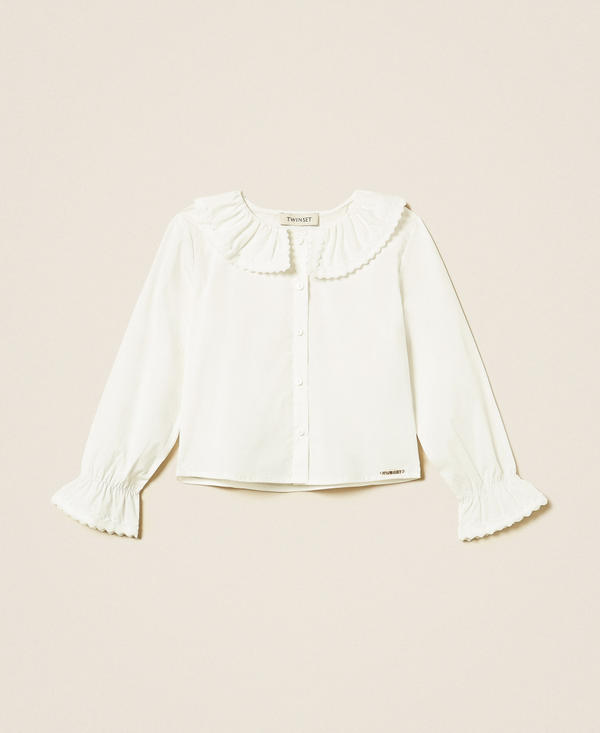 Chemise fille en popeline avec volants