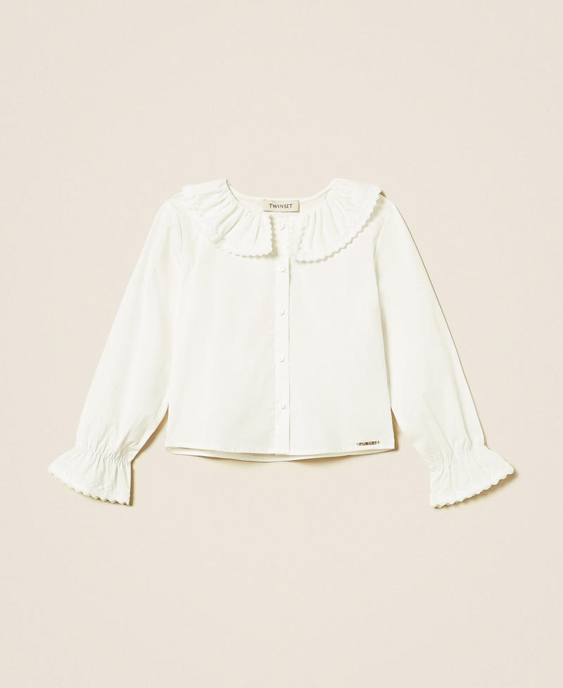 Camicia baby in popeline con volant Off White Bambina 262GB2140_00526_S0