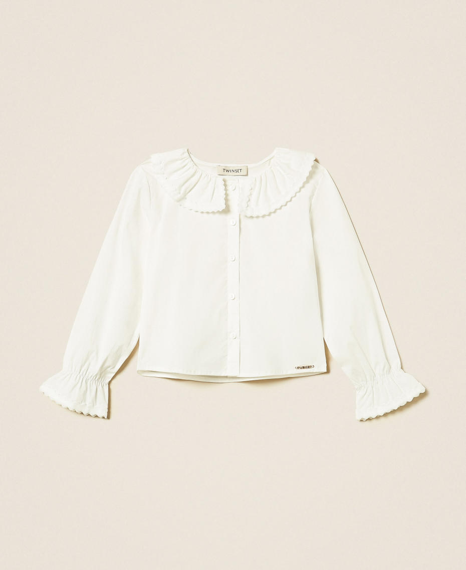 Camicia baby in popeline con volant Off White Bambina 262GB2140_00526_S0