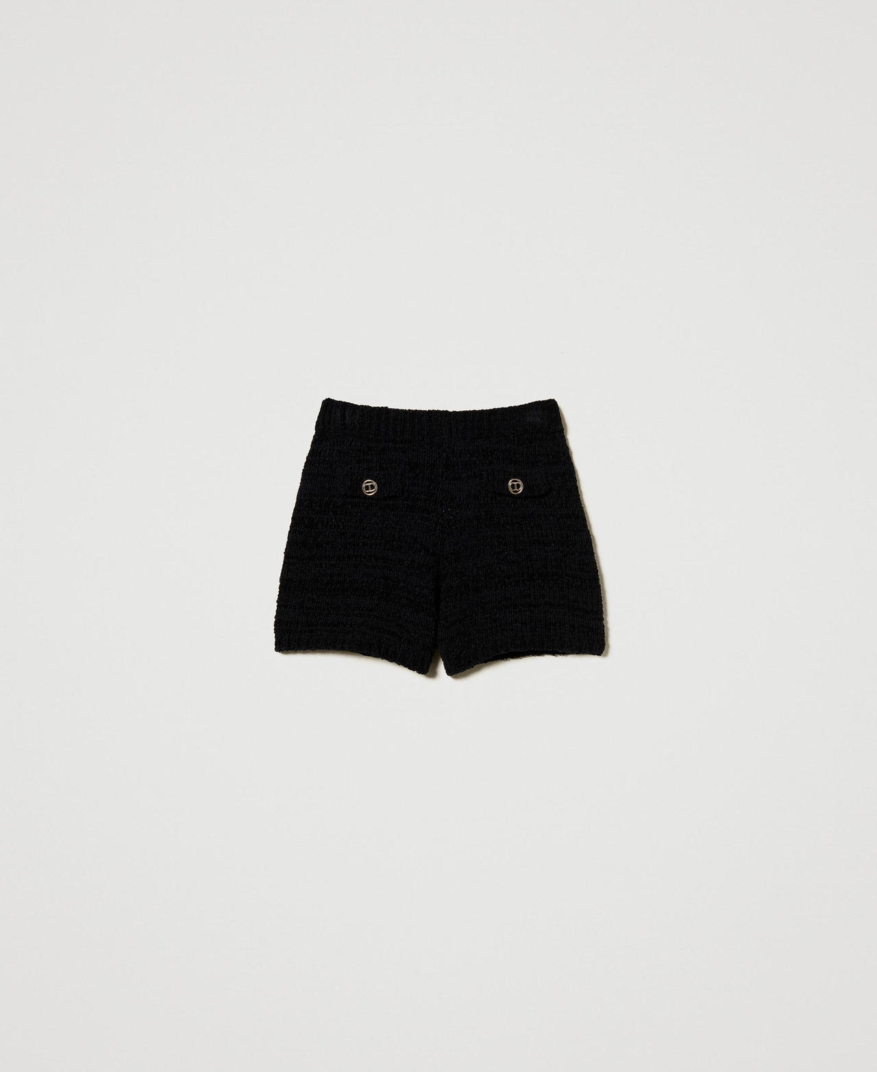 Knit shorts with Oval T buttons Black Woman 251TP3441_00006_0S