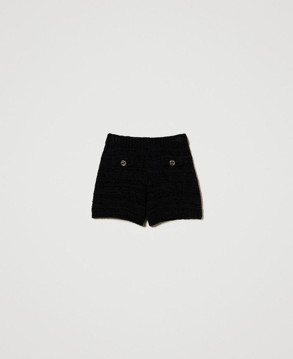 Knit shorts with Oval T buttons Black Woman 251TP3441_00006_S0