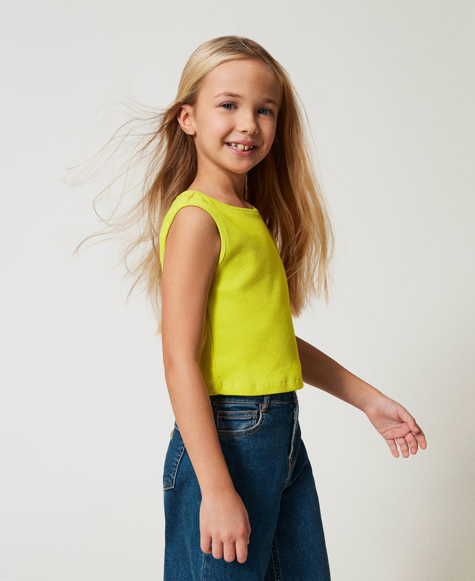 Ribbed top with cut-out Yellow Plum Girl 251GJ2572_12124_02