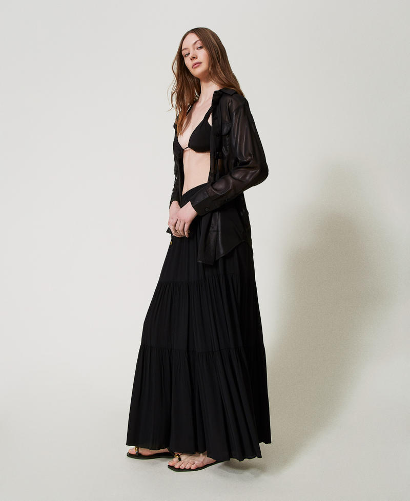 Gonna lunga a balze Nero Donna 251LB2EEE_00006_01