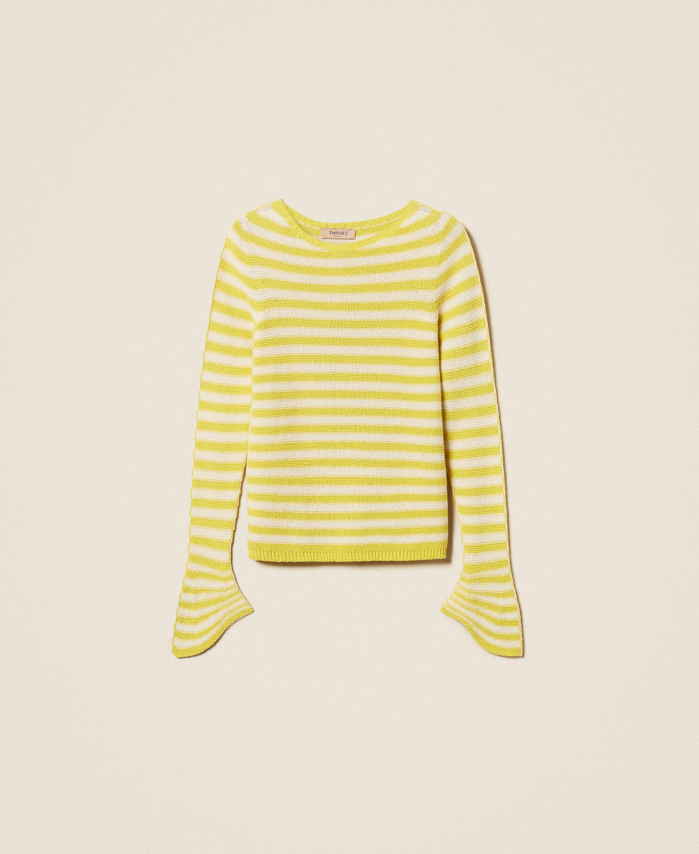 Maglia seamless girocollo a righe bicolor